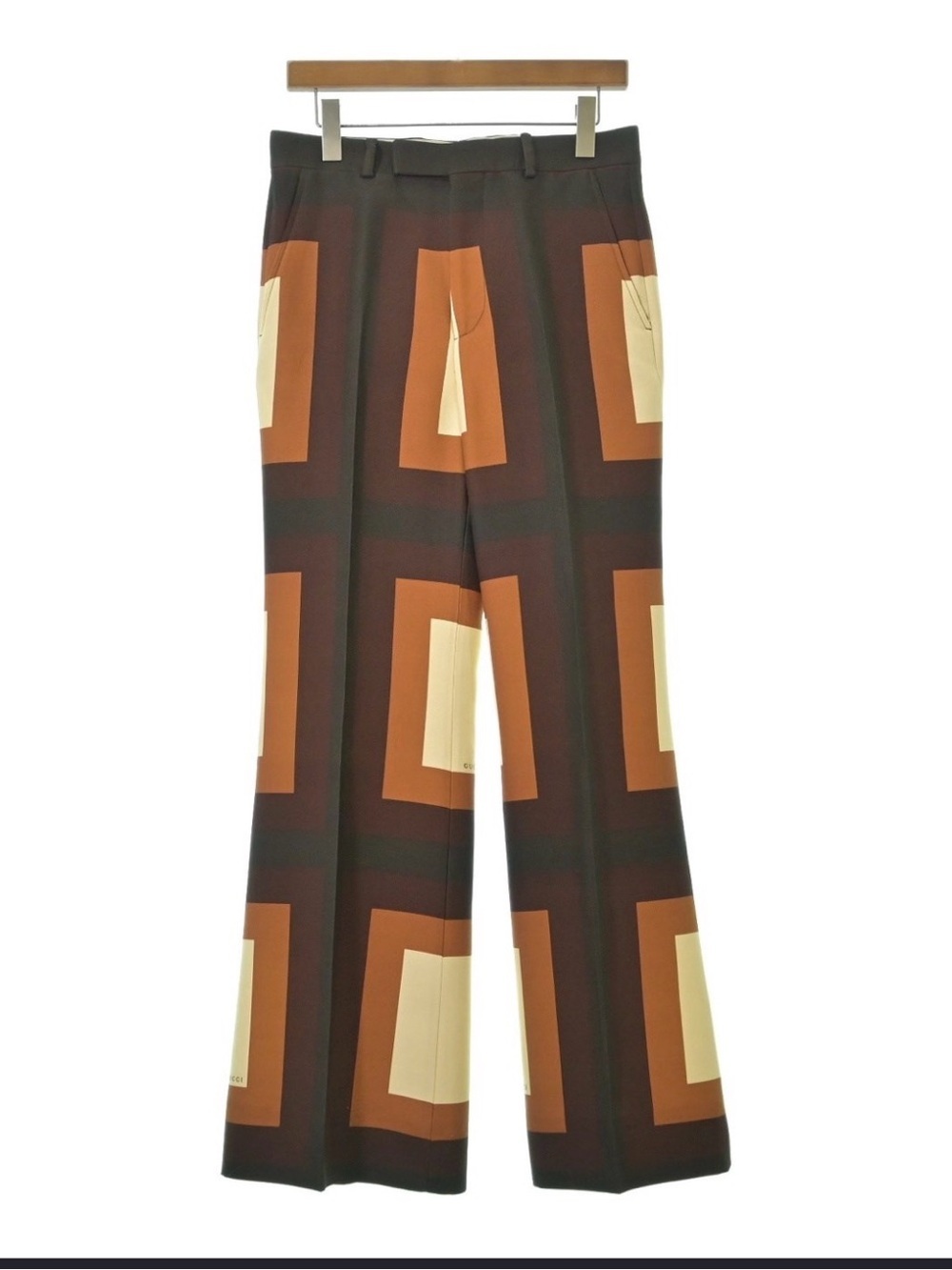 Gucci Men’s Brown and Tan Geometric Wide-Leg Trousers